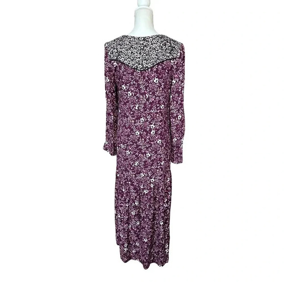 Marks & Spencer Long Sleeve Floral V-Neck Button Front Midi Dress - Size UK 8 - Picture 5 of 7
